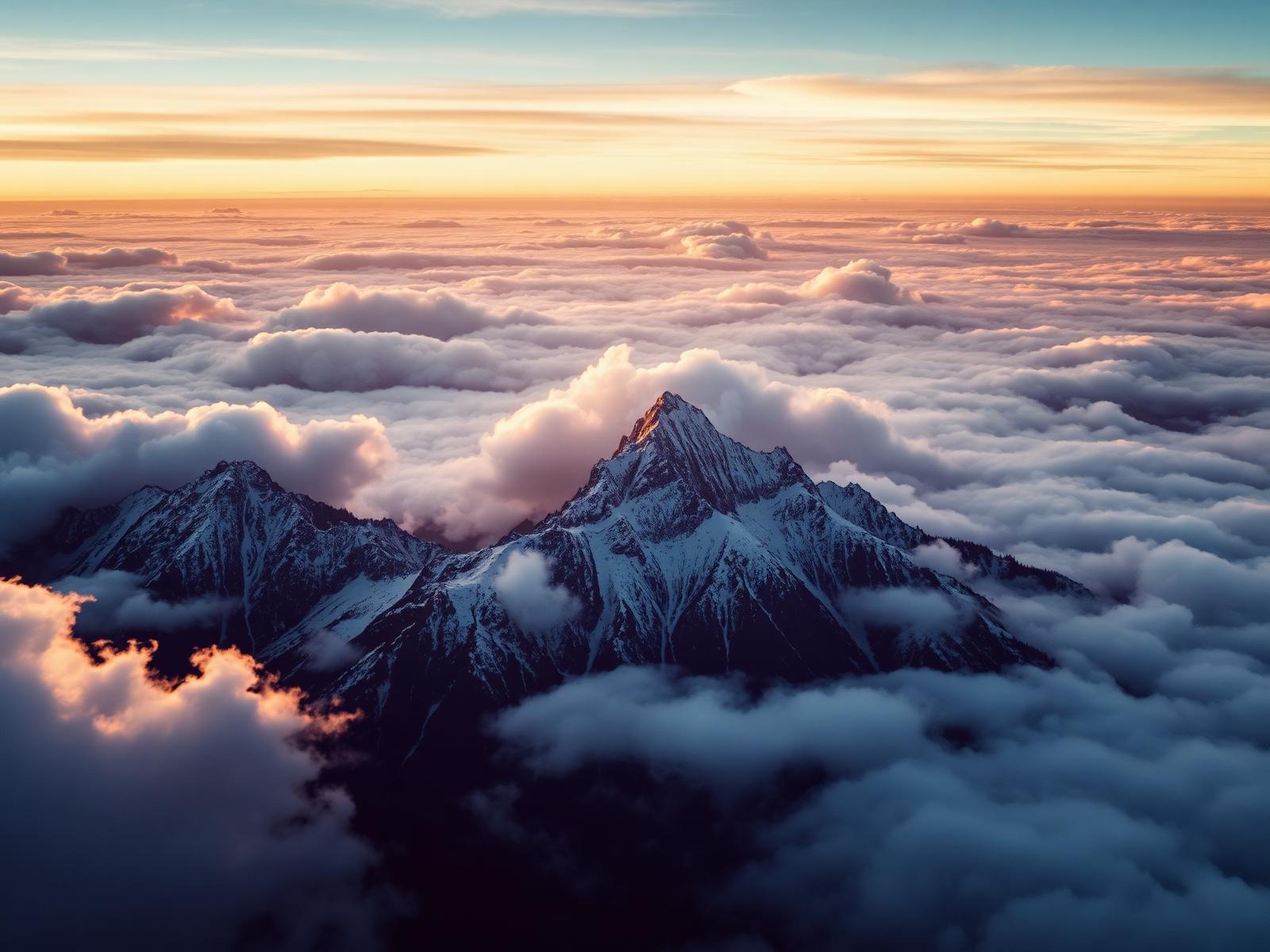 Aerial view of alpine peaks